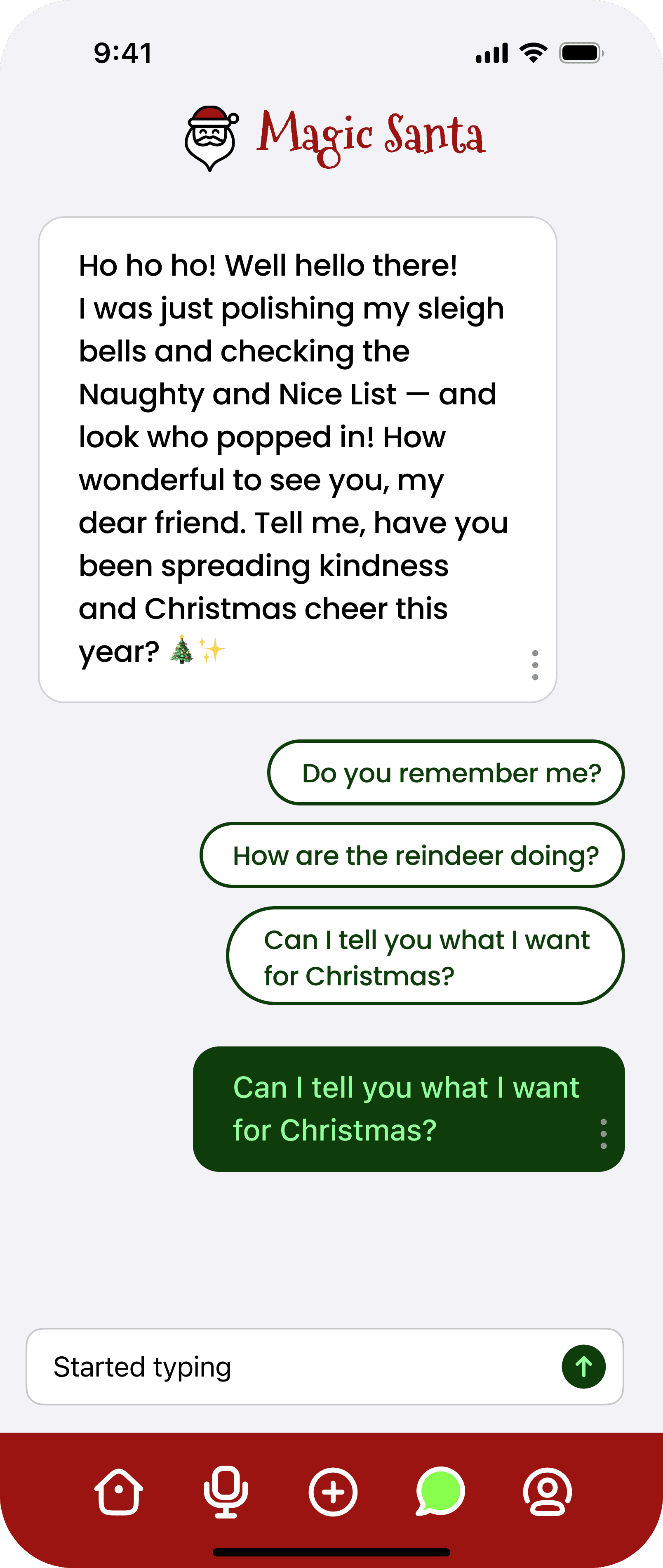 Magic Santa video personalization screen